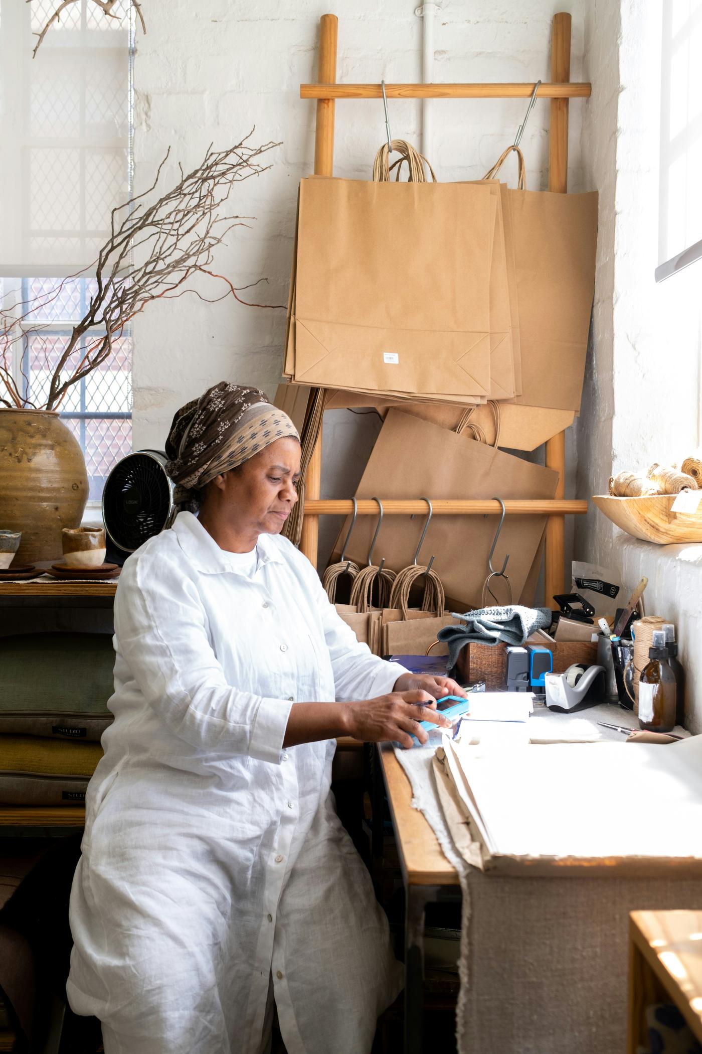 Hands-on work at a sunlit table